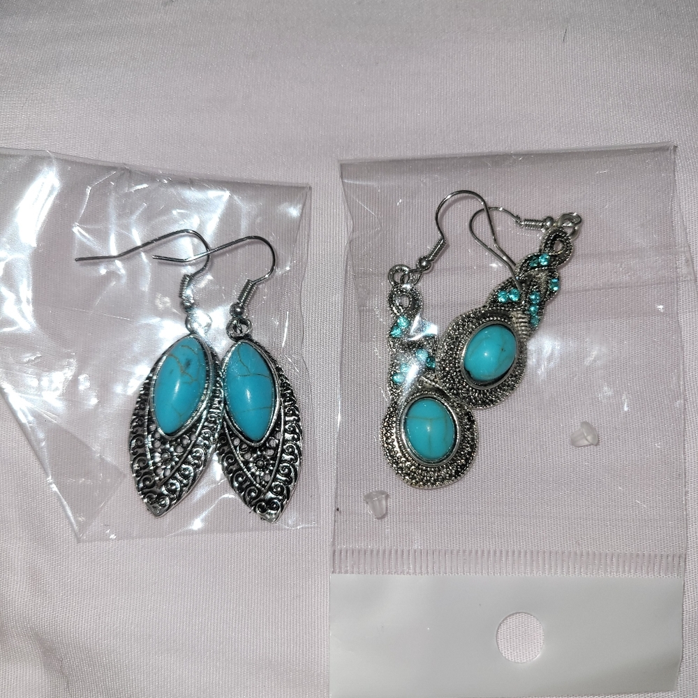 Silver and Blue Earrings